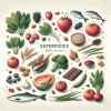 A minimalistic image featuring a collection of heart-healthy superfoods