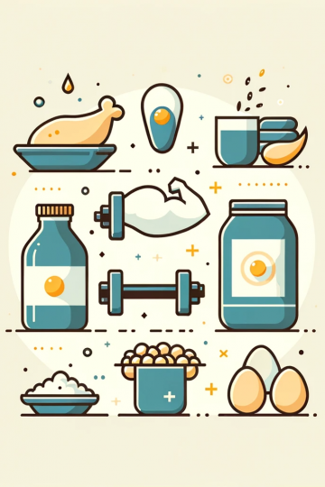 A minimalistic preview image for an article about protein-rich foods for muscle gain