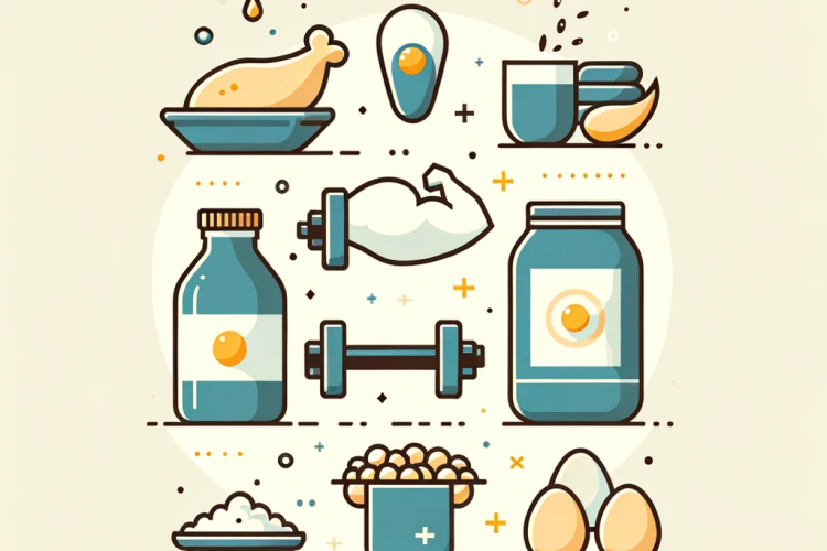 A minimalistic preview image for an article about protein-rich foods for muscle gain