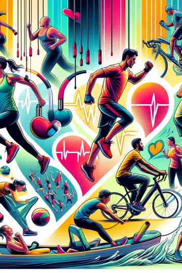 collage showcasing a variety of cardio workouts for a healthy heart