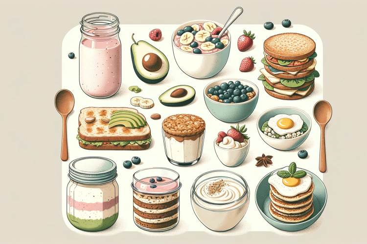 depicting various healthy breakfast options