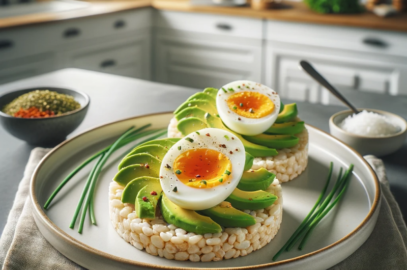 Avocado & Egg Rice Cakes