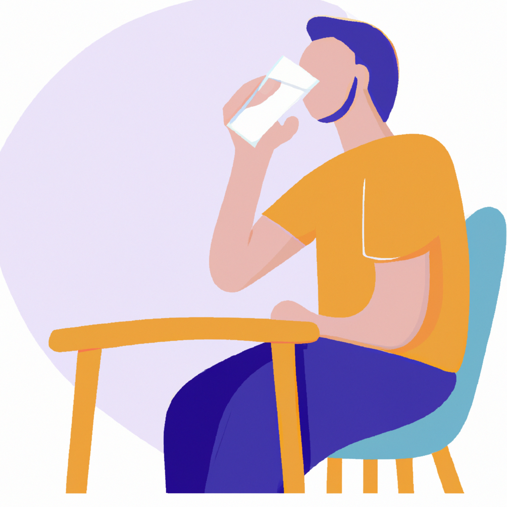 A person drinking water, eating healthy food.